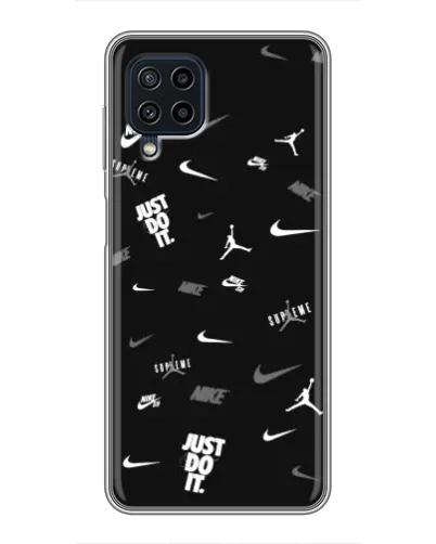 Чехол для Samsung Galaxy A22 с картинкой «Nike Black Pattern»
