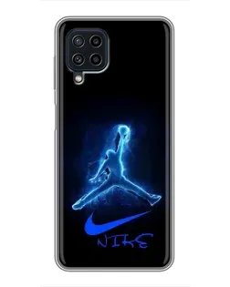 Чехол для Samsung Galaxy A22 с картинкой «Jordan Neon Blue»