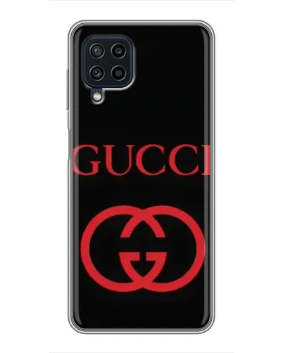 Чехол для Samsung Galaxy A22 с картинкой «Gucci — красный логотип»