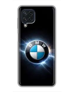 Чехол для Samsung Galaxy A22 с картинкой «BMW — неоновое сияние»