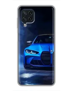 Чехол для Samsung Galaxy A22 с картинкой «Голубая BMW M4»