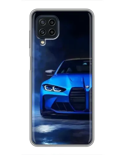 Чехол для Samsung Galaxy A22 с картинкой «Голубая BMW M4»
