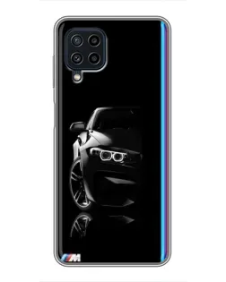 Чехол для Samsung Galaxy A22 с картинкой «Силуэт BMW в темноте»