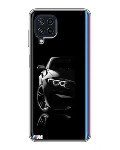 Чехол для Samsung Galaxy A22 с картинкой «Силуэт BMW в темноте»