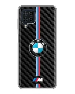 Чехол для Samsung Galaxy A22 с картинкой «Эмблема BMW и карбон»