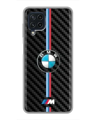 Чехол для Samsung Galaxy A22 с картинкой «Эмблема BMW и карбон»