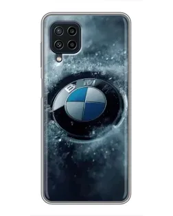 Чехол для Samsung Galaxy A22 с картинкой «Логотип BMW — лед»