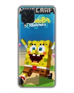 Чехол для Samsung Galaxy A22 с картинкой «Губка Боб Minecraft»