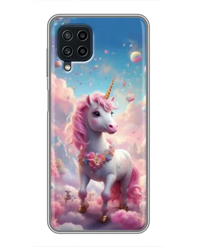 Чехол для Samsung Galaxy A22 с картинкой «Единорог среди облаков»