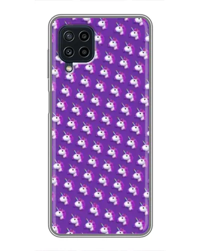 Чехол для Samsung Galaxy A22 с картинкой «Единороги на фиолетовом»