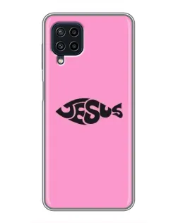 Чехол для Samsung Galaxy A22 с картинкой «Розовый символ  Jesus»