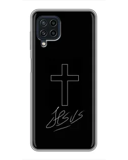 Чехол для Samsung Galaxy A22 с картинкой «Графический крест Jesus» Чехол для Samsung Galaxy A22 с картинкой «Графический крест Jesus»