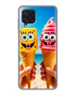 Чехол для Samsung Galaxy A22 с картинкой «Спанч Боб мороженое»