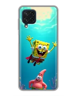 Чехол для Samsung Galaxy A22 с картинкой «Спанч Боб под водой»