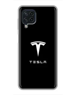 Чехол для Samsung Galaxy A22 с картинкой «Tesla White Logo» Чехол для Samsung Galaxy A22 с картинкой «Tesla White Logo»