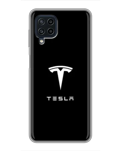 Чехол для Samsung Galaxy A22 с картинкой «Tesla White Logo»