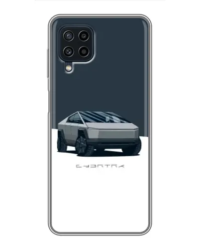 Чехол для Samsung Galaxy A22 с картинкой «Серебристый Cybertruck Tesla»
