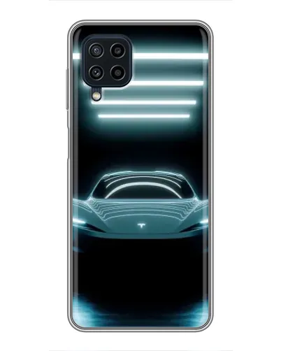 Чехол для Samsung Galaxy A22 с картинкой «Tesla в неоне»