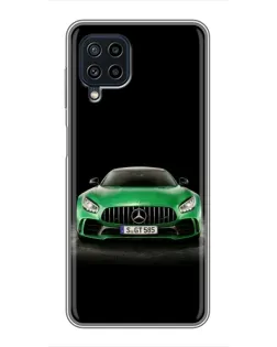Чехол для Samsung Galaxy A22 с картинкой «Mercedes — неоновый лого»