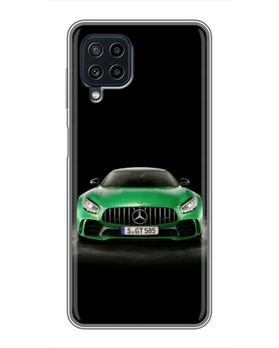 Чехол для Samsung Galaxy A22 с картинкой «Mercedes — неоновый лого»