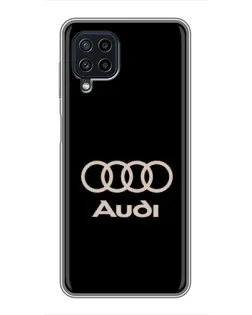 Чехол для Samsung Galaxy A22 с картинкой «Audi — золотой логотип»