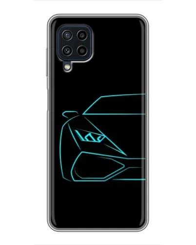 Чехол для Samsung Galaxy A22 с картинкой «Голубой силуэт Lamborghini»
