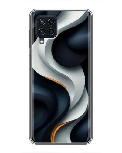 Чехол для Samsung Galaxy A22 с картинкой «Объемные черно-белые ленты»