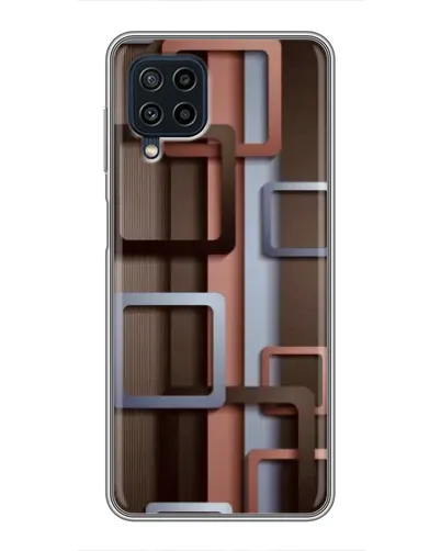 Чехол для Samsung Galaxy A22 с картинкой «Коричневые объемные квадраты»