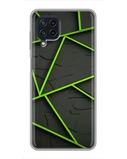 Чехол для Samsung Galaxy A22 с картинкой «Зеленые геометрические линии»