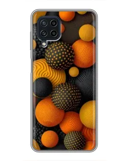 Чехол для Samsung Galaxy A22 с картинкой «Объемные оранжевые сферы»