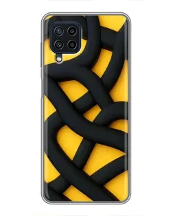 Чехол для Samsung Galaxy A22 с картинкой «Черное желтое переплетение»