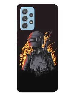 Чехол для Samsung Galaxy A23 с картинкой «PUBG — огненный силуэт»