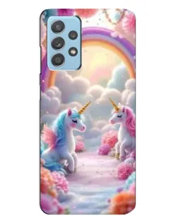 Чехол для Samsung Galaxy A23 с картинкой «Радуга и единороги»