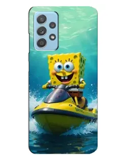 Чехол для Samsung Galaxy A23 с картинкой «Спанч Боб на гидроцикле»