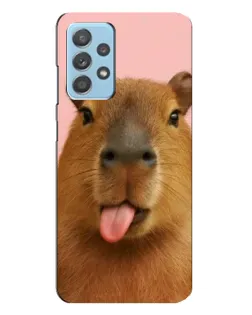 Чехол для Samsung Galaxy A23 с картинкой «Капибара с языком»