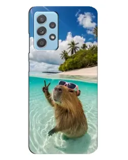 Чехол для Samsung Galaxy A23 с картинкой «Капибара на море»
