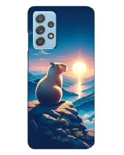 Чехол для Samsung Galaxy A23 с картинкой «Закат солнца с капибарой»