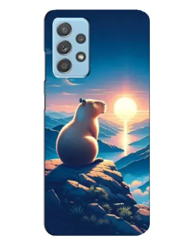 Чехол для Samsung Galaxy A23 с картинкой «Закат солнца с капибарой»