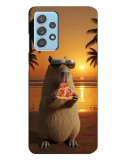 Чехол для Samsung Galaxy A23 с картинкой «Капибара с пиццей»