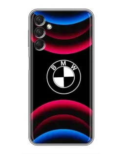 Чехол для Samsung Galaxy A24 с картинкой «Логотип BMW и неоновые дуги»