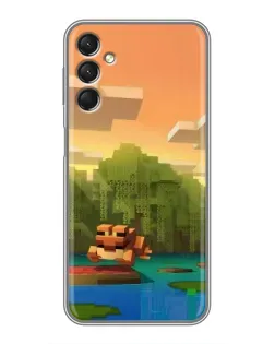 Чехол для Samsung Galaxy A24 с картинкой «Майнкрафт закат солнца»