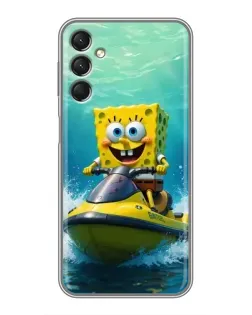 Чехол для Samsung Galaxy A24 с картинкой «Спанч Боб на гидроцикле»