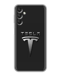 Чохол для Samsung Galaxy A24 з картинкою «Сталевий логотип Tesla»