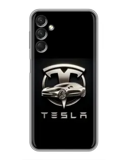 Чохол для Samsung Galaxy A24 з картинкою «Tesla — срібне авто»