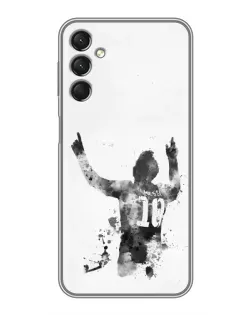 Чехол для Samsung Galaxy A24 с картинкой «Черно-белый силуэт Месси»
