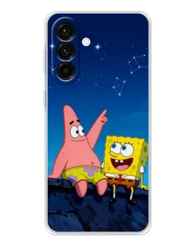 Чехол для Samsung Galaxy A26 5G с картинкой «Губка Боб и Патрик ночью»