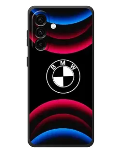 Чехол для Samsung Galaxy A27 с картинкой «Логотип BMW и неоновые дуги»