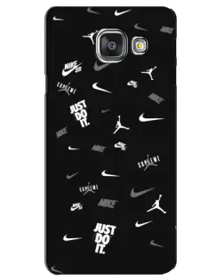 Чехол для Samsung Galaxy A3 2016 (A3100, A310F) с картинкой «Nike Black Pattern»
