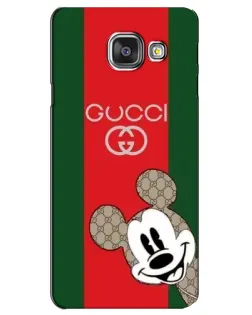 Чехол для Samsung Galaxy A3 2016 (A3100, A310F) с картинкой «Gucci — полосы и Микки»