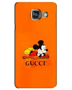 Чехол для Samsung Galaxy A3 2016 (A3100, A310F) с картинкой «Микки Маус Gucci — оранж»